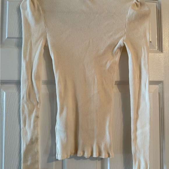 Topshop Ivory Neutral Ribbed Long Sleeve Top - Picture 6 of 6
